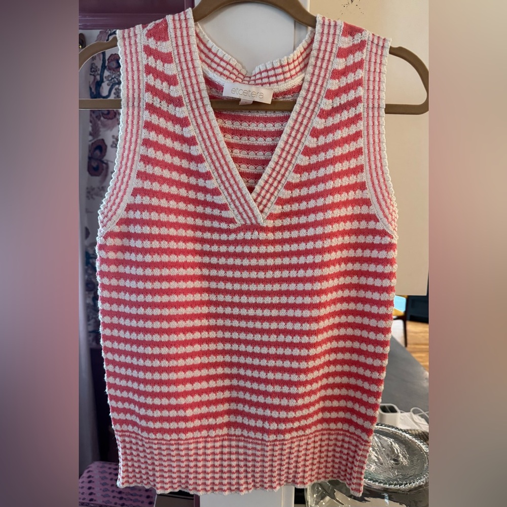 Etcetera Pink and White Knit Sleeveless Top
